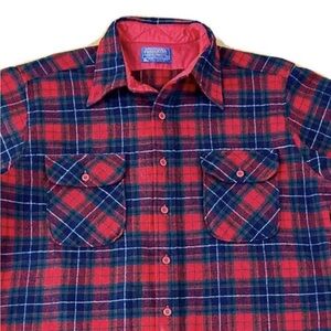 Woolrich Men's Virgin Wool Red Plaid Shirt Sz L